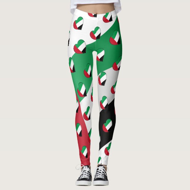 Leggings J'aime des couleurs de drapeau des Emirats Arabes (Devant)