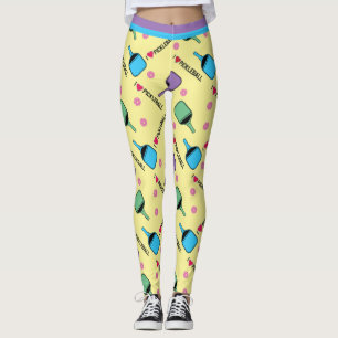 Leggings J'aime le jaune de Pickleball (taille de tuiles pl