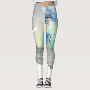 Leggings J'aime pêcher dans les femmes bleues