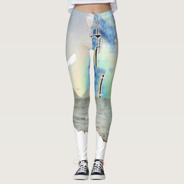 Leggings J'aime pêcher dans les femmes bleues (Devant)