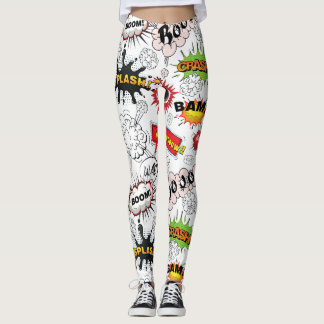 Leggings Jambe de pop art de bande dessinée rétro