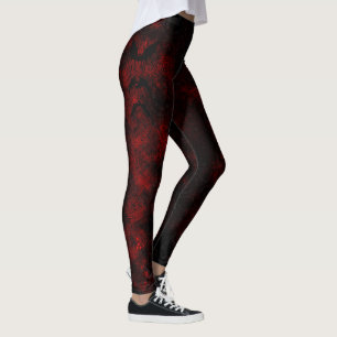 Leggings Jambes de chaume à tartines rouge et noire