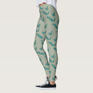 Leggings Jambes de contes de sirène gris et vert
