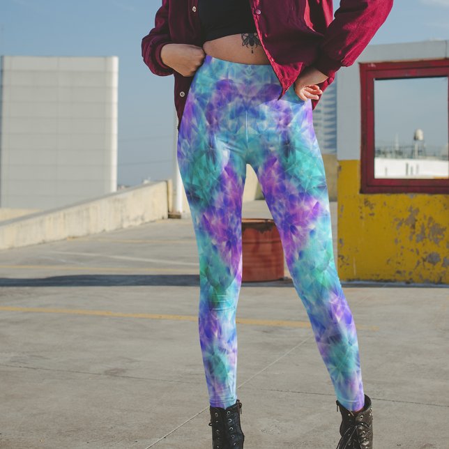 Leggings Jambes de cristal pourpres et Turquoises - Jolie (Créateur téléchargé)