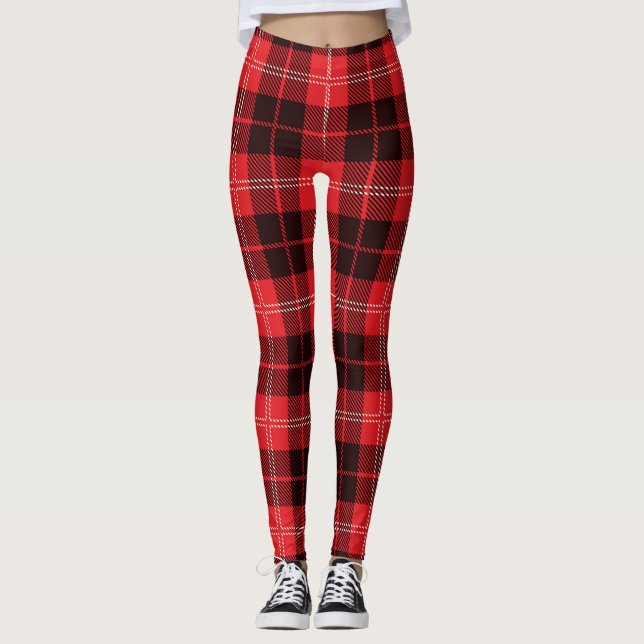 Leggings Jambes de femmes rouges/noires patinées (Devant)