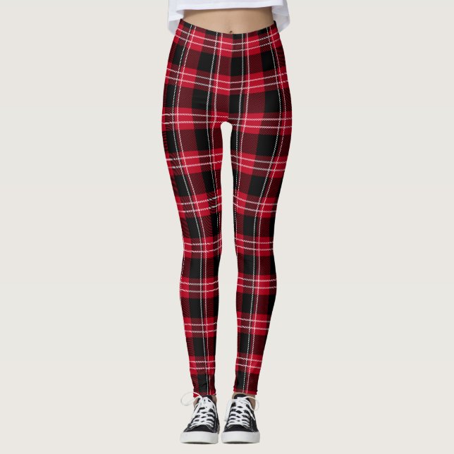 Leggings Jambes de femmes rouges/noires patinées (Devant)