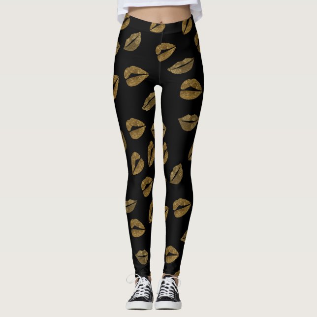 Leggings Jambes de lèvres d'or (Devant)