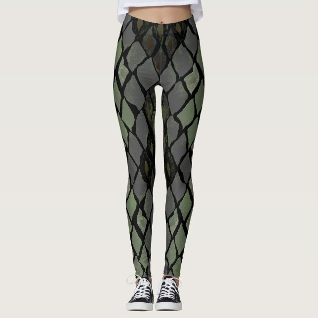 Leggings Jambes de serpent vert (Devant)