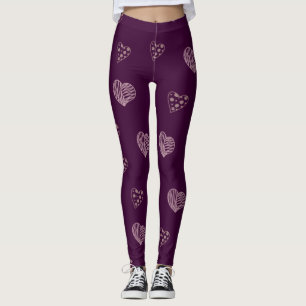 Leggings Jambes des Coeurs de Doodle violet