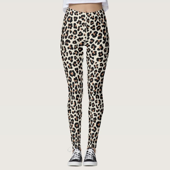 Leggings Jambes Empreintes de léopard Brown kaki et pantalo (Devant)
