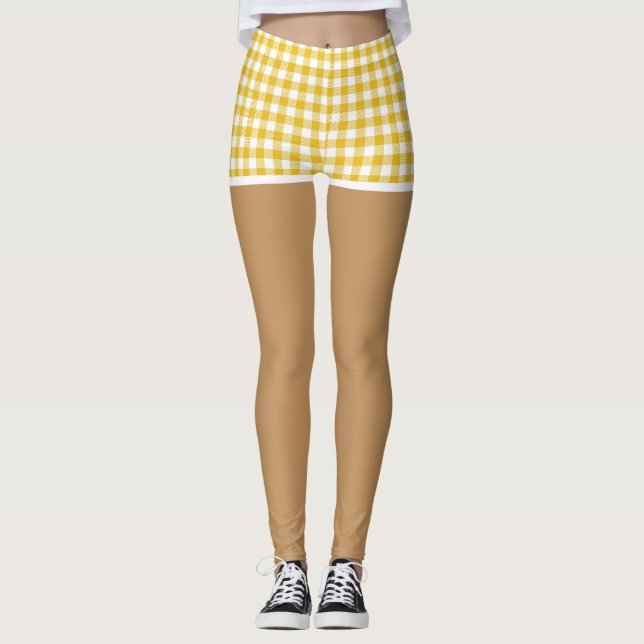 Leggings Jambes Parfaites En En vichy Jaune Moderne (Devant)