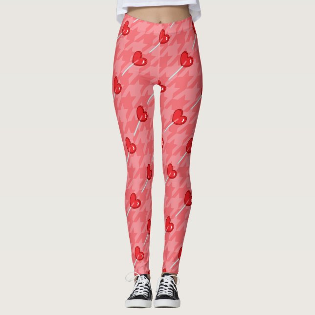 Leggings jambières de coeur rose (Devant)