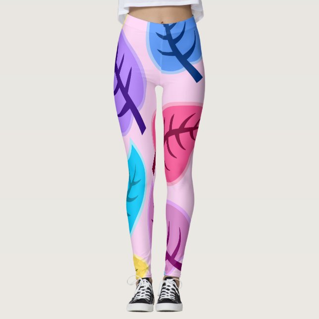 Leggings jambières feuilles arc-en-ciel (Devant)
