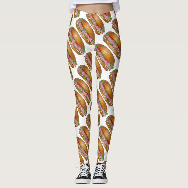 Leggings Jambon et fromage Hoagie Sous-marin Sandwich Alime (Devant)