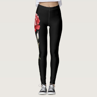 Leggings Janvier Fleur de naissance, Carnation rouge sur No