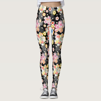 Leggings Japanese Background with Cherry Blossoms and Balls