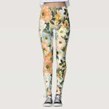 Leggings japonais floraux rose et or