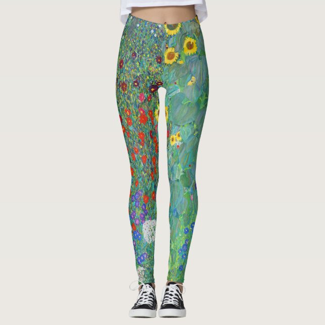 Leggings Jardin agricole avec tournesol par Gustav Klimt (Devant)