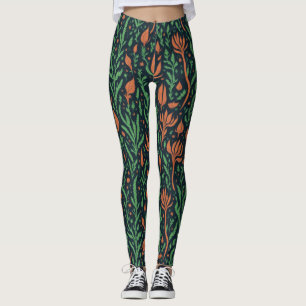 Leggings Jardin Botanique vintage Feuilles Et Motif Floral