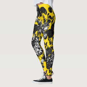 Leggings Jardin d'agrément floral blanc jaune noir de Toil