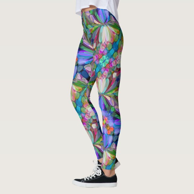 Leggings Jardin de Fleur sauvage de libellules Abstrait Flo (Gauche)