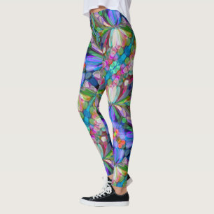 Leggings Jardin de fleurs sauvages de libellule Abstrait Fl