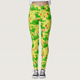 Leggings Jardin de fraise sur jaune