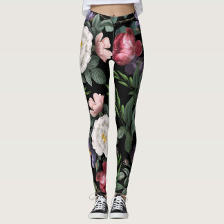 Leggings Jardin de nuit rose de luxe jardin fleurs d'été