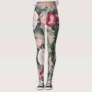 Leggings Jardin de roses mode été jolie rose rose
