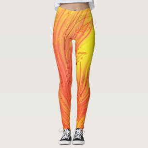 Leggings Jardin enchanté Abstrait jaune orange