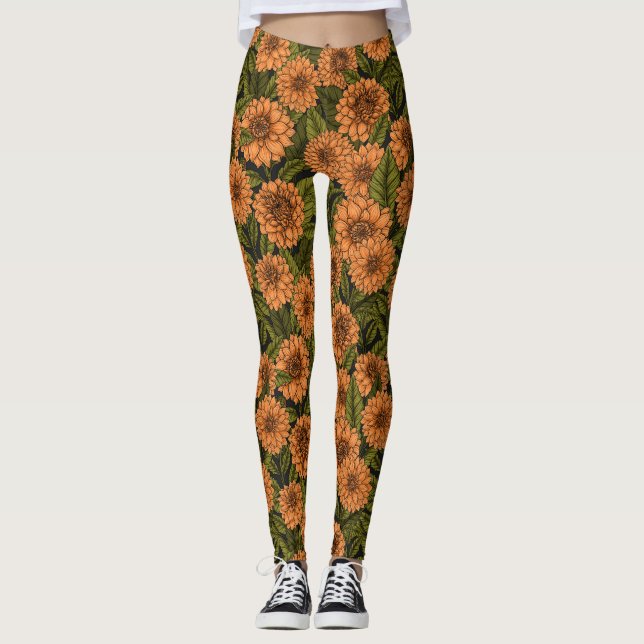 Leggings Jardin Orange Dahlia (Devant)