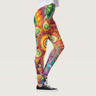 Leggings Jardin psychédélique de Bohême Retro les années 70