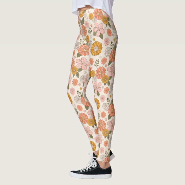 Leggings Jardin rose et orange Motif (Gauche)