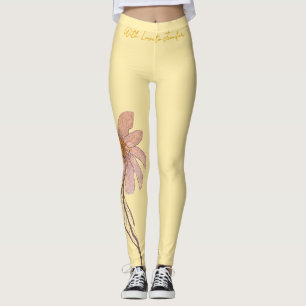Leggings Jaune Beurre avec une Fleur Brillante