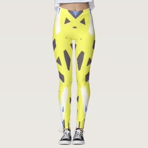 Leggings Jaune bleu gris blanc Géométrique Exercice