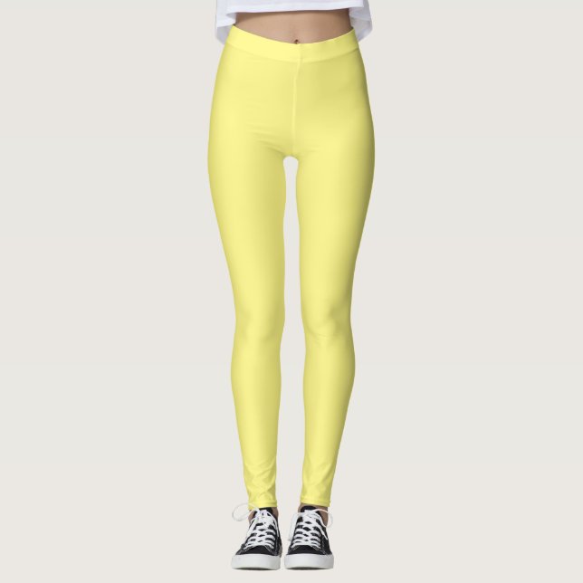 Leggings jaune citron, couleur solide, couleur solide (Devant)