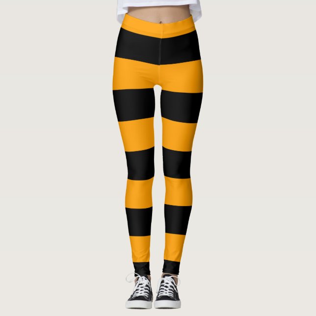 Leggings Jaune d'abeille et jambières triées (Devant)