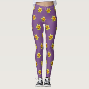 Leggings Jaune et Orange Daffodils Motif Leging