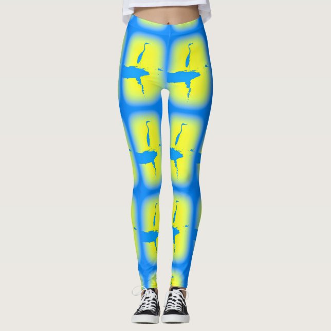 Leggings jaune héron bleu (Devant)