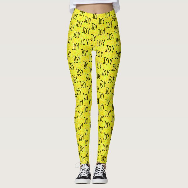 Leggings Jaune lumineux de conception de motif de mot de (Devant)