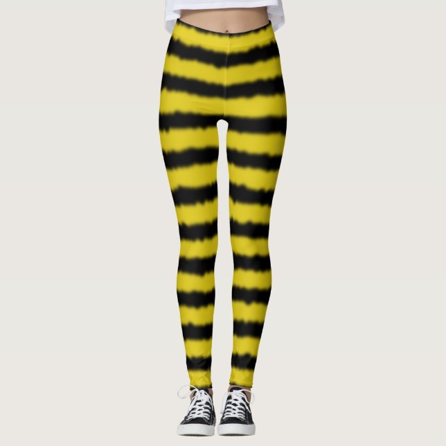 Leggings Jaune/noir gaffez les guêtres de rayures de (Devant)