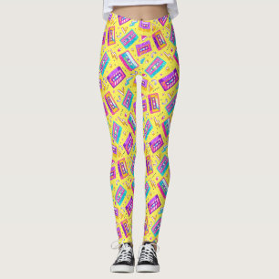 Leggings Jaune tendance années 80 avec musique de bande de 