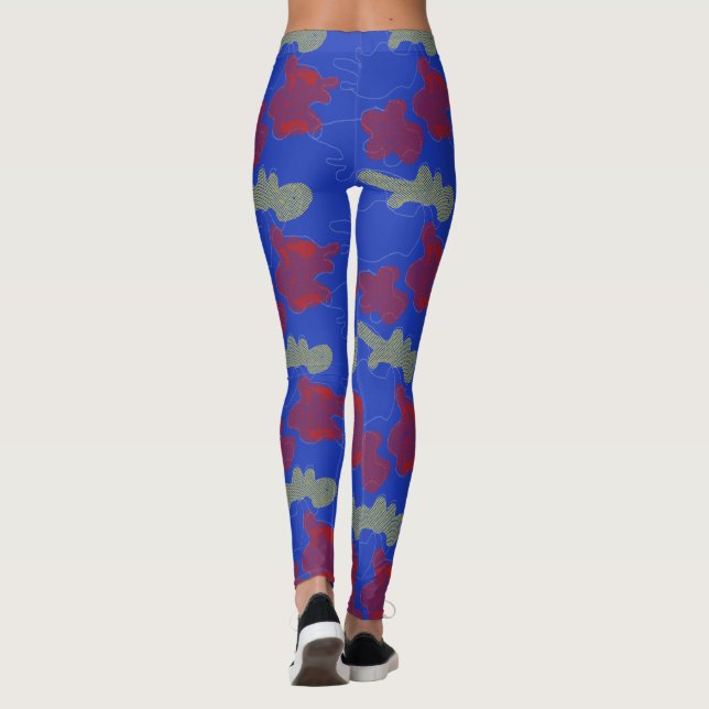 Leggings Jaunes motifs Abstraits bleu rouge Jambes (Dos)