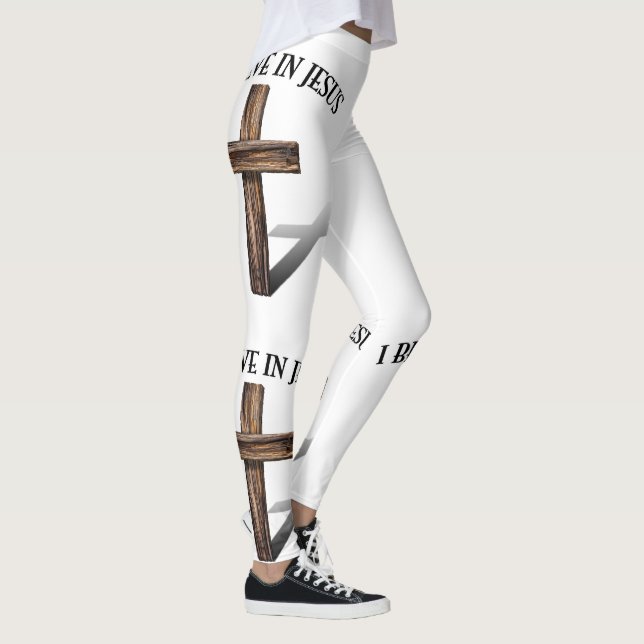 Leggings Je Crois En Jésus Avec La Croix (Droite)