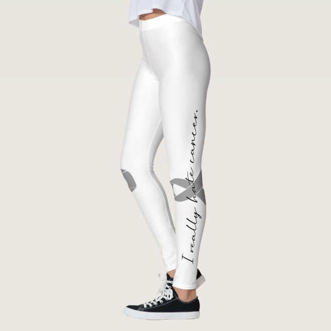 Leggings Je déteste vraiment le cancer | Couleur de ruban p (Gauche)