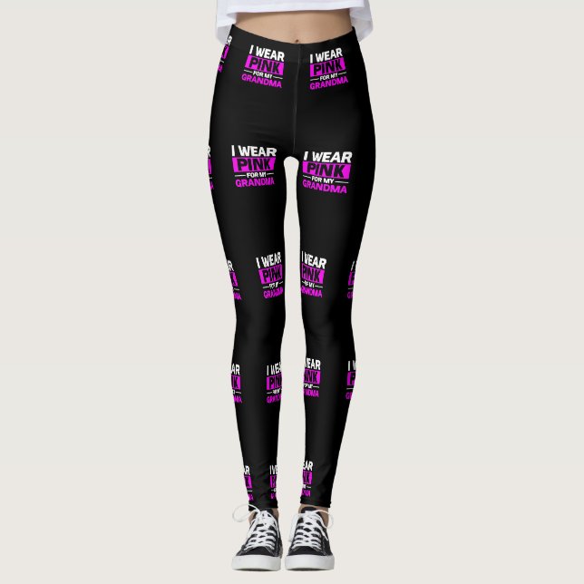Leggings Je Porte Le Rose Pour Ma Grand-Mère Sensibilisatio (Devant)