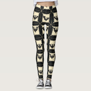 Leggings Jean Grunge Halloween Patchwork avec Chauves-souri
