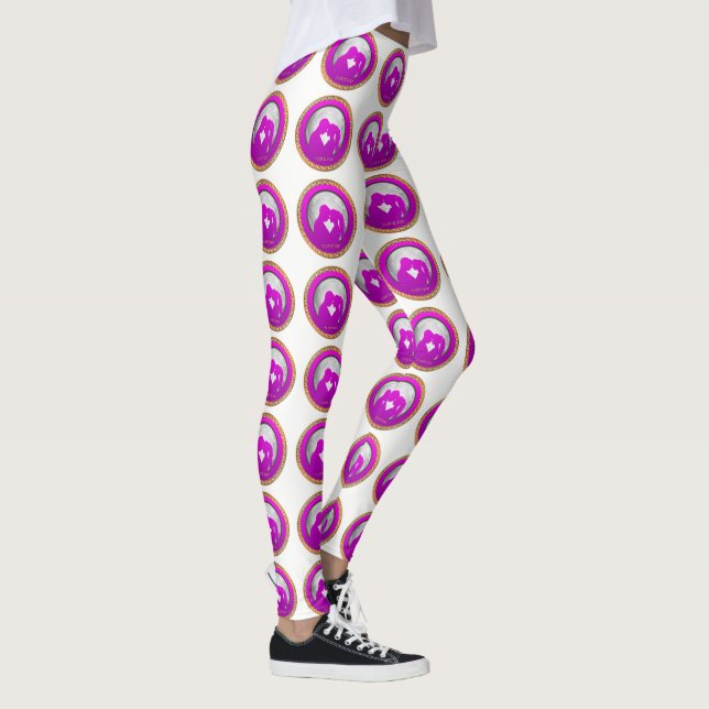 Leggings Jeune couple rose silhouette s'embrasser (Droite)