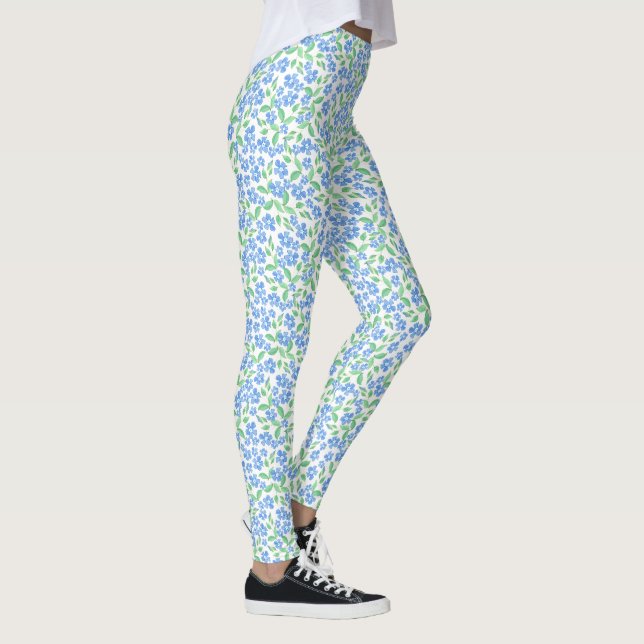 Leggings Joli bleu bleu bleu vert blanc pervent floral (Droite)