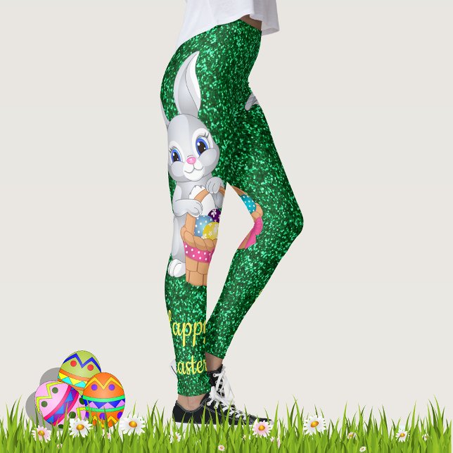 Leggings Joli Bunny de Pâques Green Faux Parties scintillan (Créateur téléchargé)